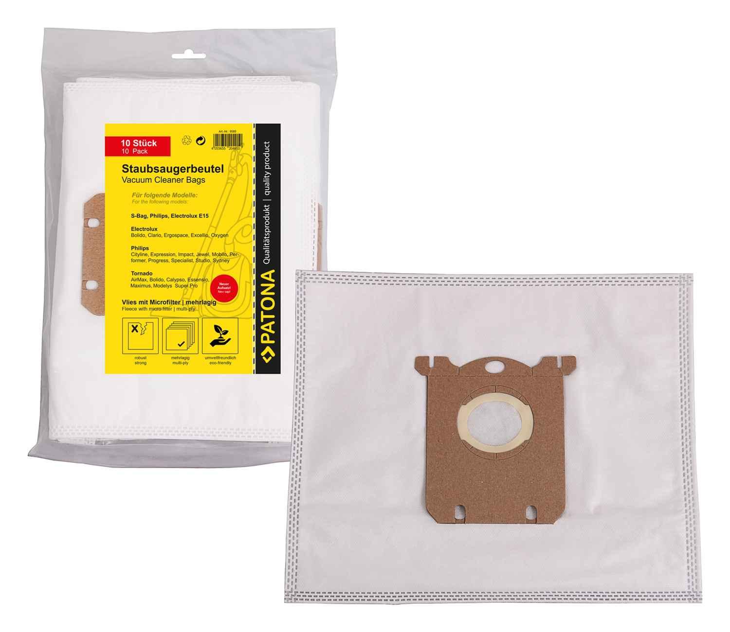 PATONA 10 Staubsaugerbeutel mehrlagig Vlies inkl. Microfilter f. Electrolux E15 mit neuem Aufsatz