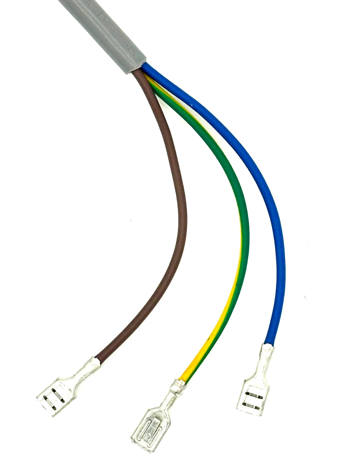 8763509-9 Detailansicht des Anschlusskabels Beko Geschirrspüler mit drei farbigen Phasenleitungen