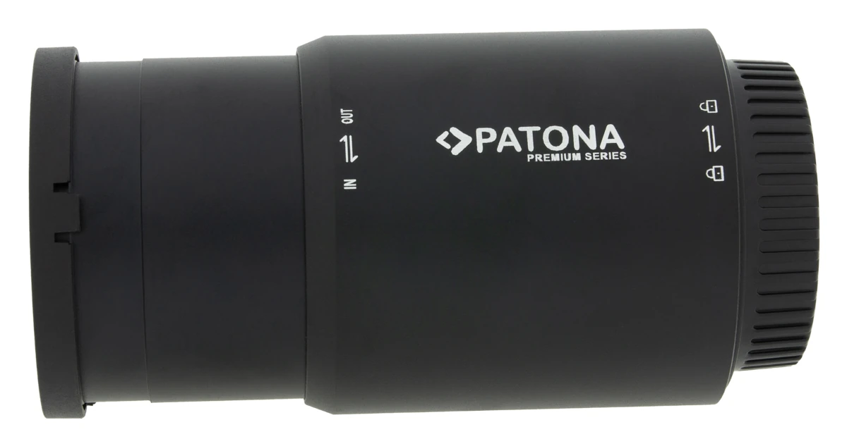 Rückansicht des PATONA LED Spot PT85 mit Objektivaufnahme