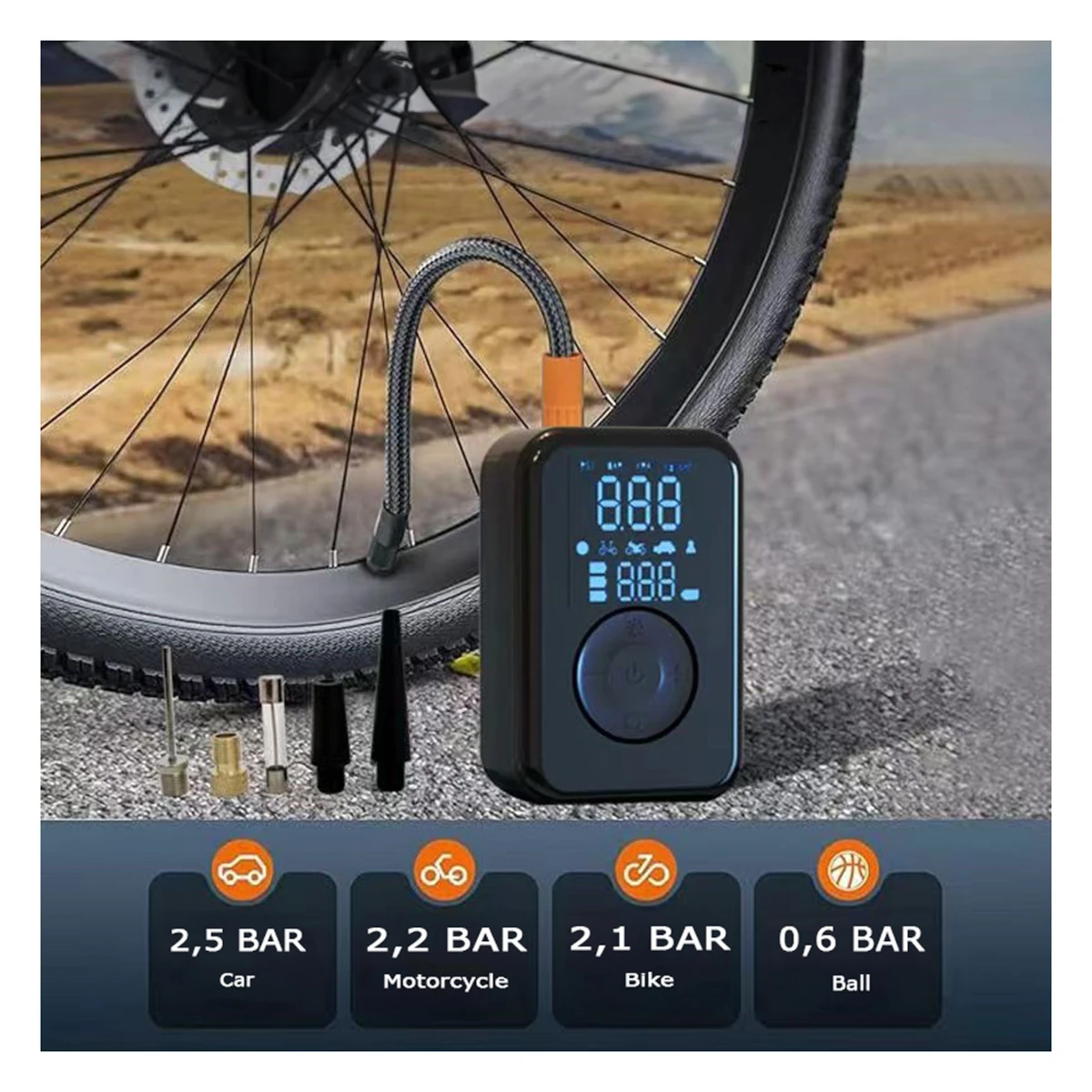 Kompakte Luftpumpe für Reisen und unterwegs