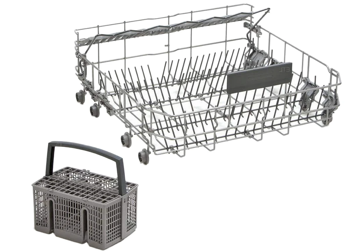 Ersatz-Geschirrkorb unten BSH 20006942 inklusive Besteckkorb. Ermöglicht eine effiziente Nutzung des unteren Spülraums und verbessert die Reinigungsleistung durch optimale Geschirrverteilung.